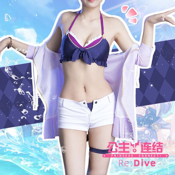 

anime costumes swimwear dive cosplay kyaru momochi kiruya bikini bathing s anime cosplay costumes redive elastic cos lovely, Black
