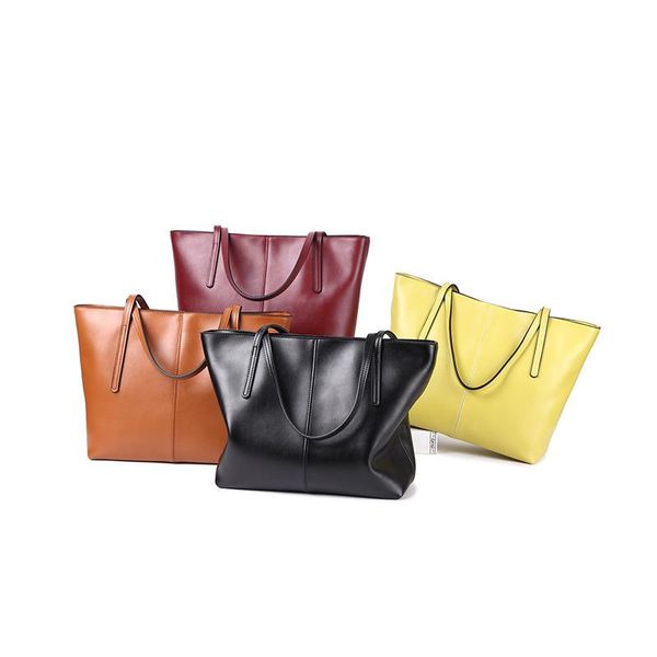 

wallets solid fashion women large shopping bag cow leather handbags, Red;black