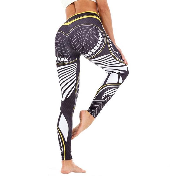 

yoga outfits women's printed sports slim bottoming nine-point pants, White;red