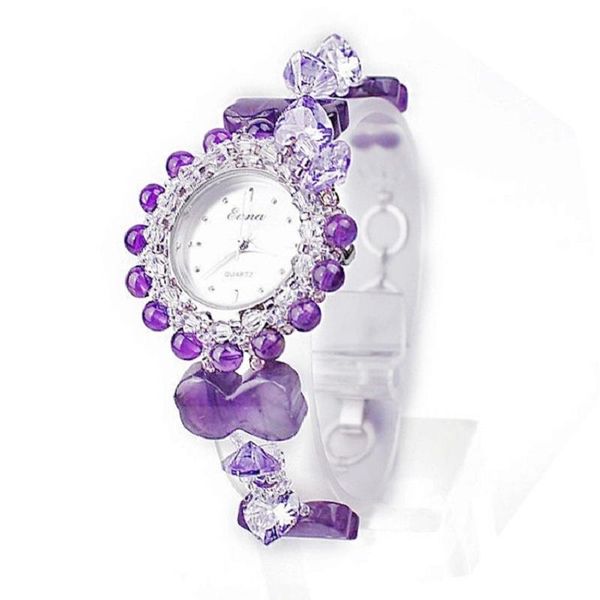 

wristwatches novelty women quartz watch female nature jade bracelet jewelry wrist wristwatch students gifts purple, Slivery;brown