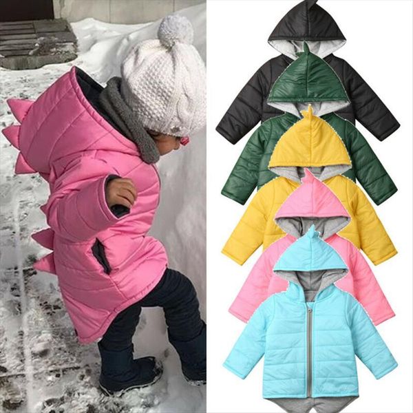 

1 7 year baby girls boys parka light kid jacket hooed down coat winter children fall 3d dinosaur toddler outerwear, Blue;gray