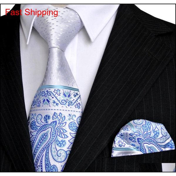 

e5 paisley floral dots white silver navy blue azure mens tie set neckties pocket square 100% si qylsff bdehome, Blue;purple