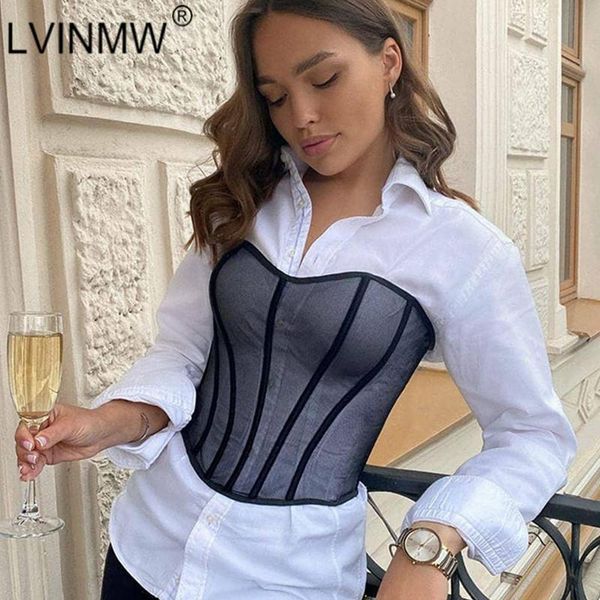 

belts lvinmw back lace up strapless sleeveless skinny solid women corsets see through slim patchwork black girdles outfits street, Black;brown