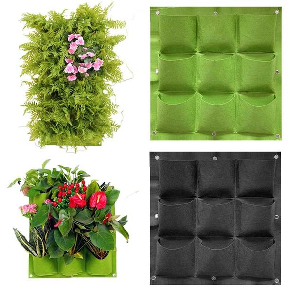 

planters & pots green black grow bags planter vertical garden greenhouses flower pot seedling wall hanging plant home decor
