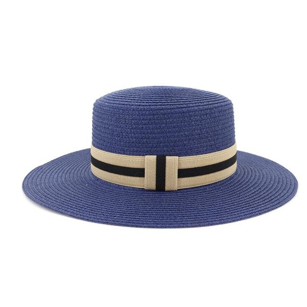 

new stylish women's hats with elegant bow korean straw hat female flat panama hat uv protection summer holiday hats rh, Blue;gray
