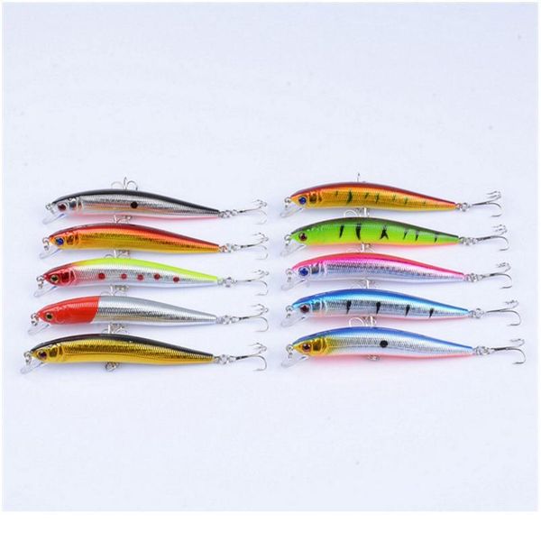 

1pcs minnow 9.7cm 8.2g hard bait fishing lure bass crankbait iscas artificiais lure wobblers 6# hook 3d eyes fishin jlljeg