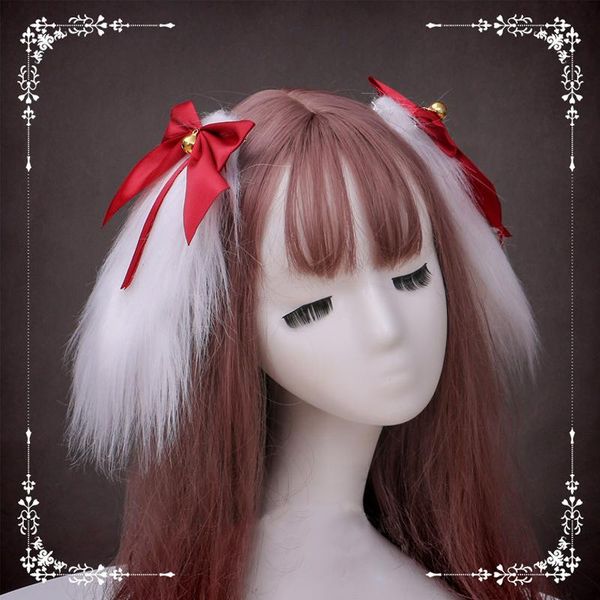 

hair accessories kawaii women girls clip plush lop ears hairpin candy color cosplay ribbon bowknot lolita