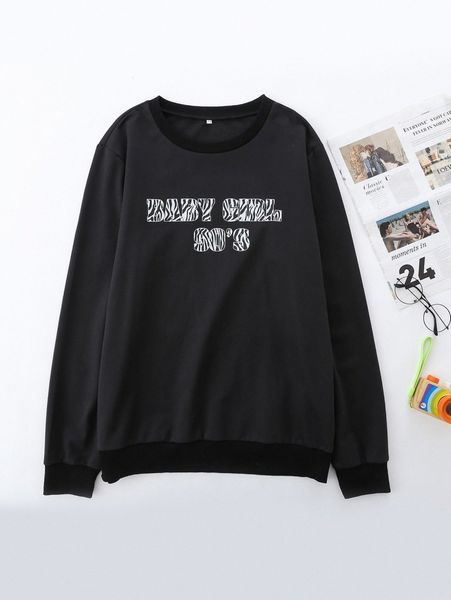 

men 1pc letter graphic sweatshirt 33yc#, Black
