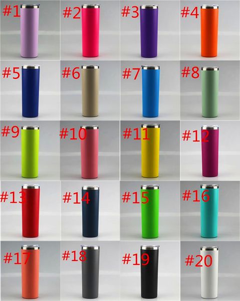 

stainless steel tumbler 20oz double wall vacuum skinny tumbler with powder coat paint finish insulated water bottles wholesale cups