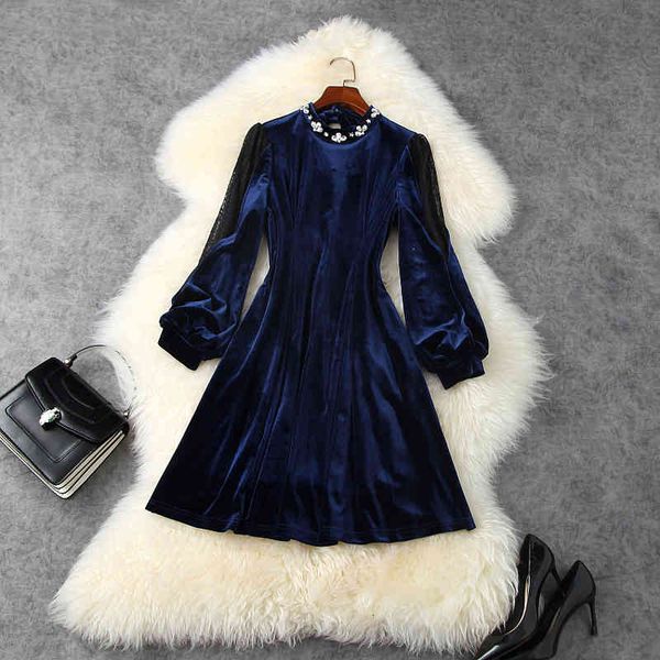 

casual dresses spring superior quality long sleeves velvet women celebrities bow diamond studded party winter mini dress t5co, Black;gray