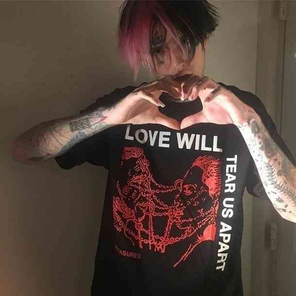 

hahayule love will tear us apart graphic tee tumblr fashion grunge black hipsters punk style, White