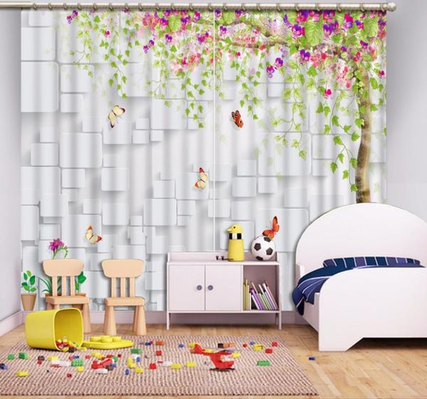 

curtain & drapes custom any size 3d depicting tree leaf lattice window living room bathroom shower blackout