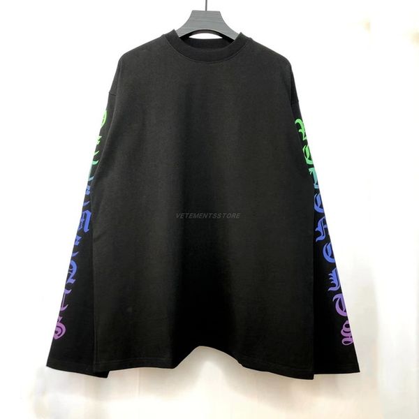 

2021 new long sleeve t-shirt men women degrade gothic vetements tee vtm inside tag label kkfj, White;black