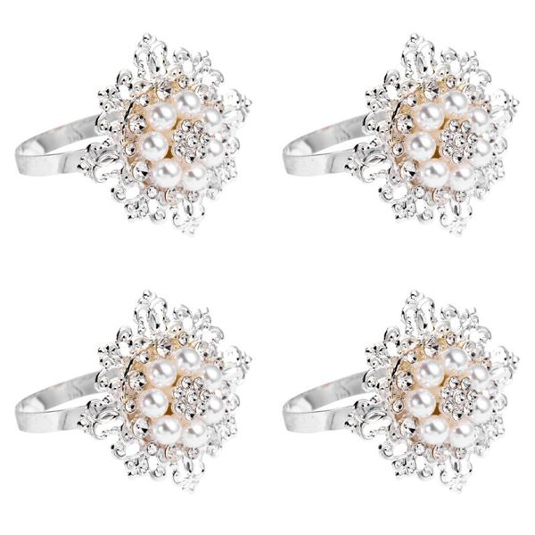 

napkin rings 10pcs floral style holder wedding banquet dinner decoration (silver)