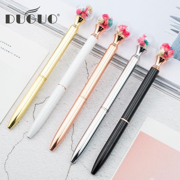 

ballpoint pens duguo cute stationery dry flower decoration pen metal birthday gift advertising creative, Blue;orange