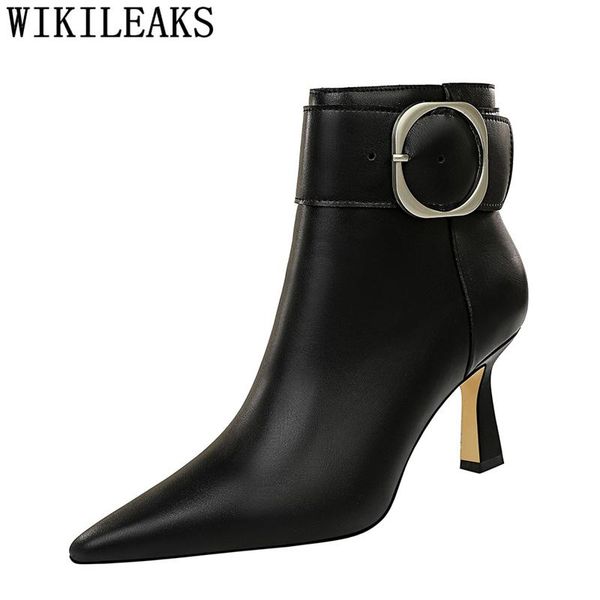 

boots leather women high heels ladies stivaletti donna chaussures femmes bayan ayakkabi laarzen, Black