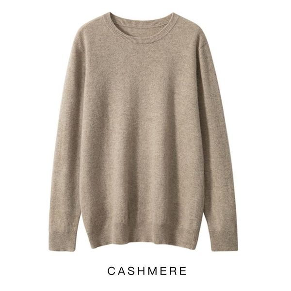 

men's sweaters 100% cashmere casual noble temperament round collar solid color slim fit knittwear 2021 pullovers mens, White;black