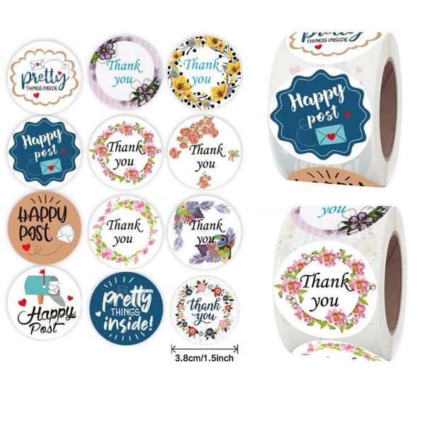

gift wrap 500pcs 1.5 inches thank you flower adhesive stickers baking wrapping