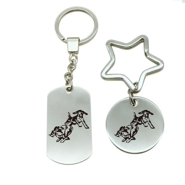 

keychains beagle chase dog puppy hunti key chain men women trinket car ring keychain jewelry gift metal on bags6-3491, Silver