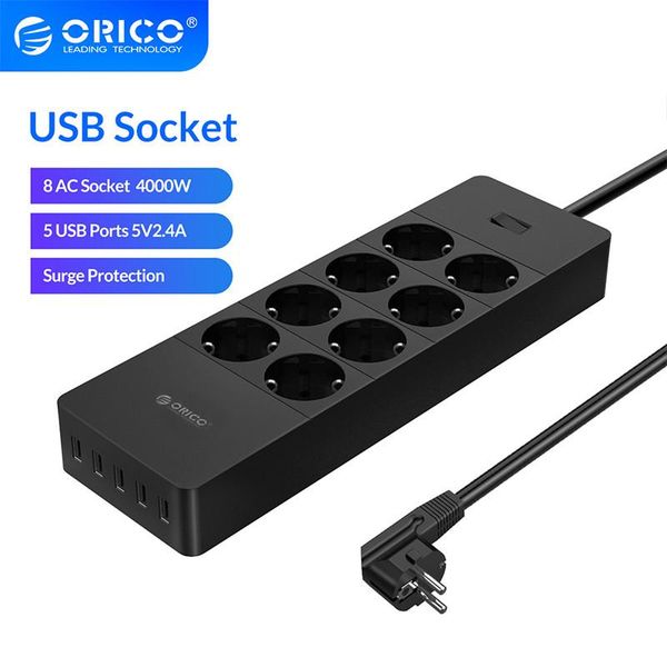 

hubs orico universal electrical socket eu plug smart extension power strip home office surge protector 4 6 8 ac with 5 usb hpc-8a5u