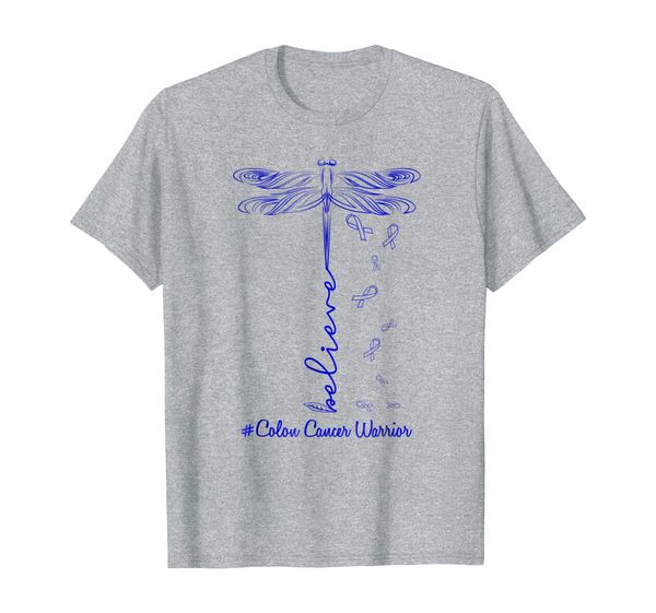 

believe colon cancer dragonfly survivor t shirt men women, White;black
