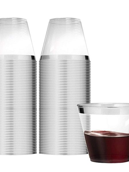 

mugs 25pcs/lot 9oz disposable golden plastic cup gold for birthday prom party tableware decor