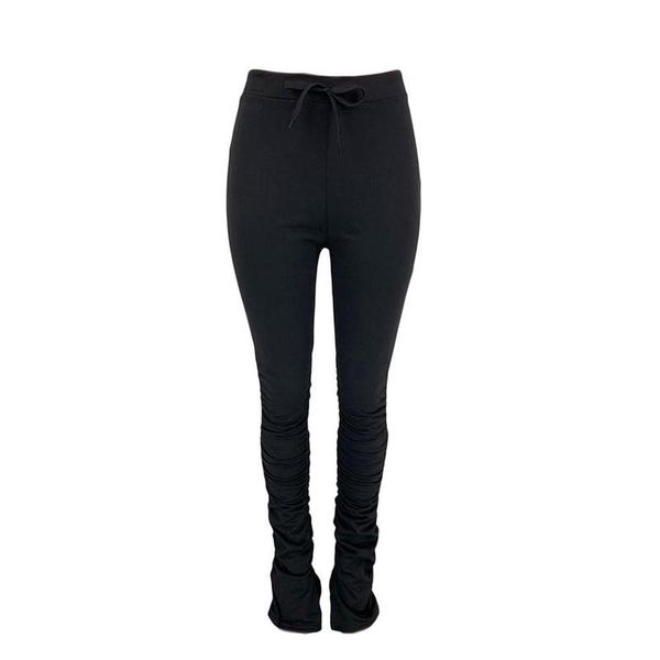 

women's trousers color sweater fabric folds split micro flared track pants, Black;white