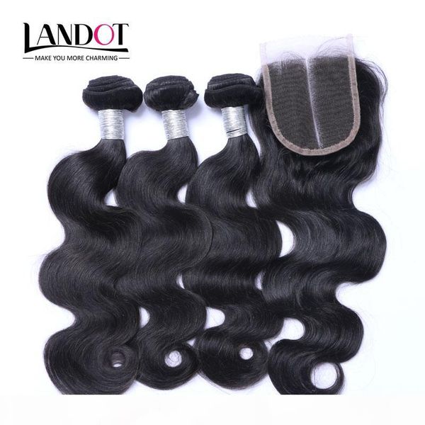 

lace closures with 3 bundles brazilian virgin hair weaves malaysian indian peruvian cambodian brazillian body wave remy human hair wefts, Black