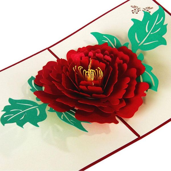 

3d up greeting cards peony birthday valentine mother day christmas dropshipping