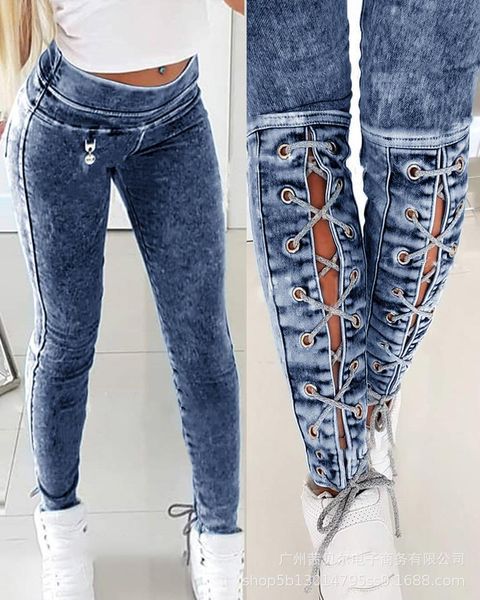 

women's pants & capris women autumn fashion bandage hollow out solid casual office sheath high waist elastic long female de moda trouse, Black;white