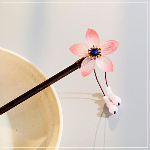 

hair clips & barrettes chinese hairpin tiara wooden stick women hanfu accessories flower headdress hairpins girls jewelry colored glaze, Golden;silver