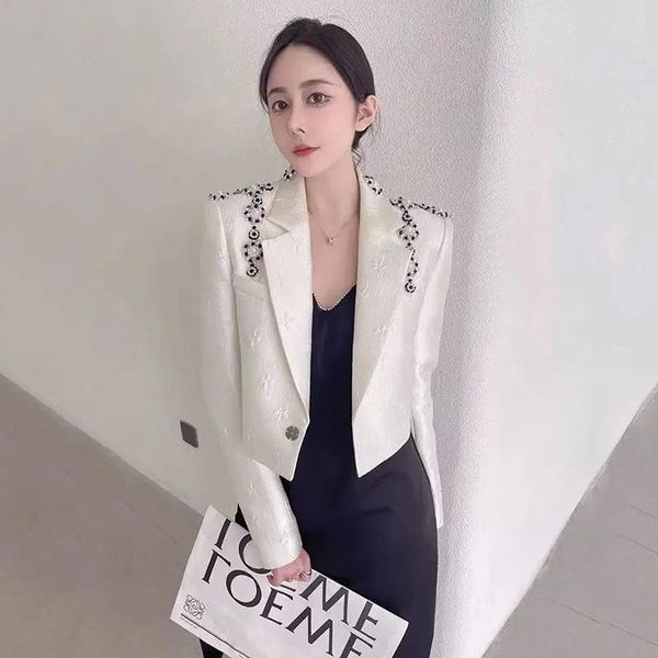 

women's suits & blazers autumn fashion designer jacket classic hidden button blazer outer, White;black