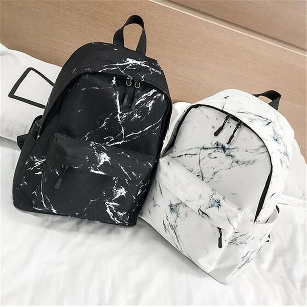 

fashion teenager backpack boys girls marble stone print backpack rucksack canvas shoulder school mochila feminina