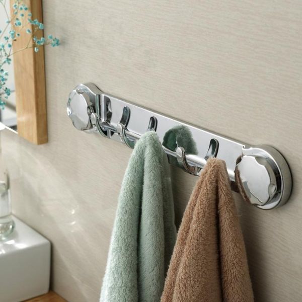 

duaqiaocxue towel rings multi-function sucker hook wall kitchen holder hanger robe hooks bathroom chromed strong suction accessories removab