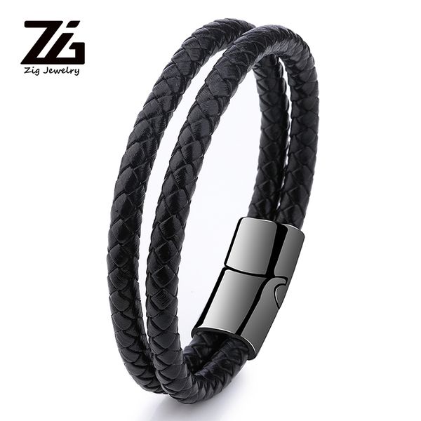 

zg 2020 new selling double leather woven round rope wristband multicolor optional men's bracelet fashion gifts, Red;blue