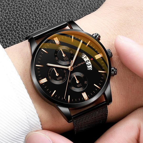 

wristwatches reloj de pulsera deportivo acero inoxidable para hombre, cronÃ³grafo analÃ³gico cuarzo con correa cuero, a la moda, # w3, Slivery;brown