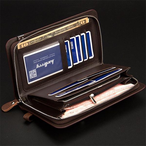 

wallets 2021 luxury male leather purse men's clutch handy bags business carteras mujer men black/brown dollar price, Red;black