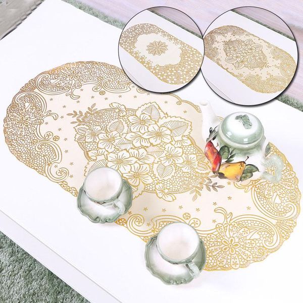 

table cloth 40*84cm elliptical transparent pvc tablecloth dining napkin placemat for wedding banquet home party decoration