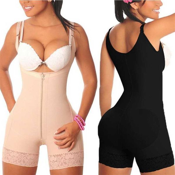 

fajas reductoras plus size s-6xl magic full body shaper bodysuit slimming waist trainer girdle thigh trimmer weight loss corset 211116, Black;white