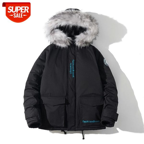 

thick down & parka coat oversized black white 2020 brand keep warm winter men's ful padded jacket #ik1w
