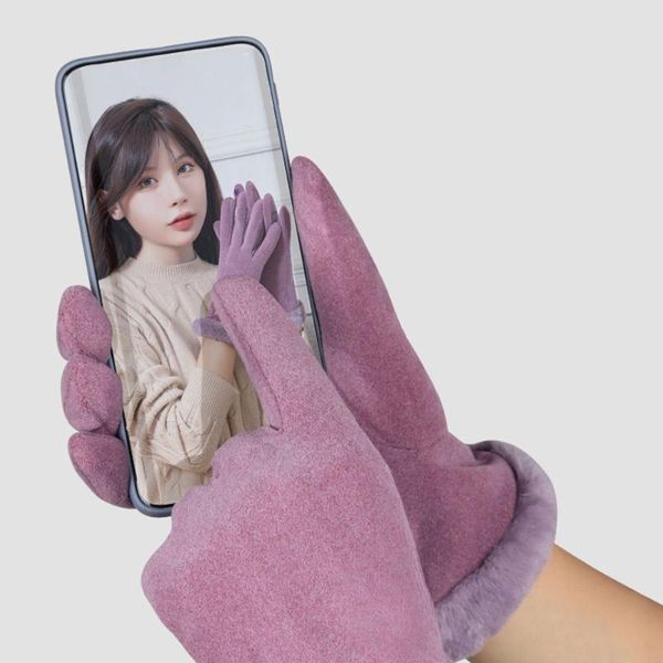 

sports gloves cycling sport autumn winter cold protection touch screen full finger suede warm, Black