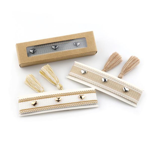 

charm bracelets handmade braided bracelet for women adjustable rope heart friendship with tassel winter jewelry, Golden;silver