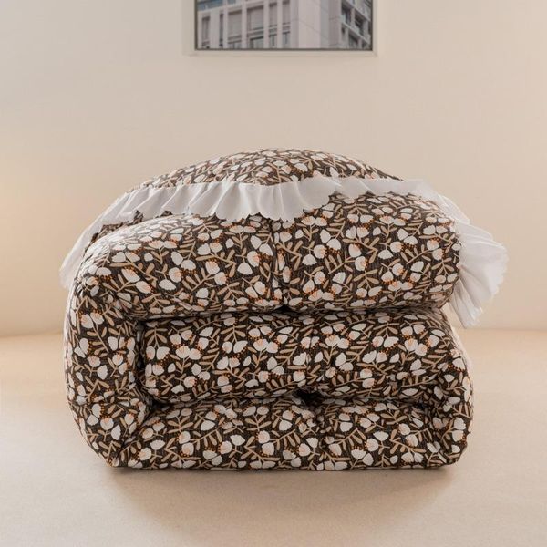 

comforters & sets home textiles rustic pretty vintage cozy ruffle quilt washed cotton thick comforter soft bedclothes queen gift 150x200cm