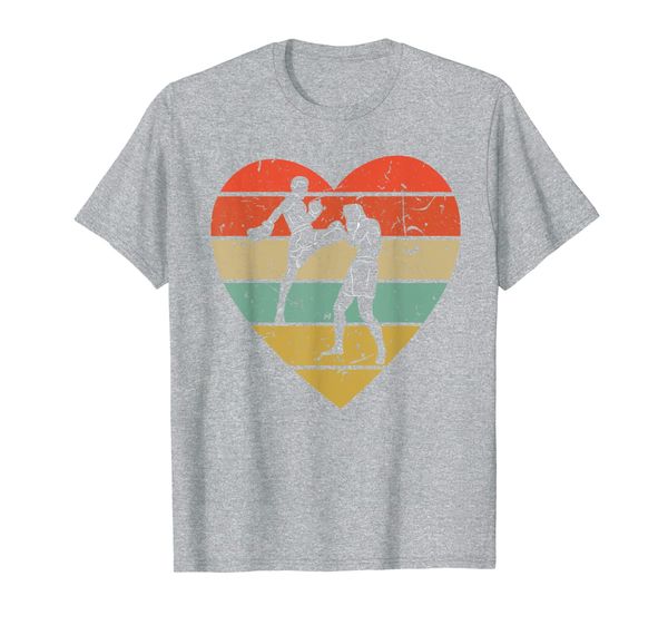 

muay thai vintage design retro kickboxer fighter heart sport t-shirt, White;black