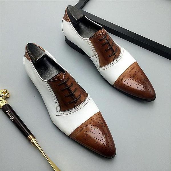 

dress shoes men's spring color matching lace-up derby trendy fashion formal wear casual all-match pu leather hl057, Black