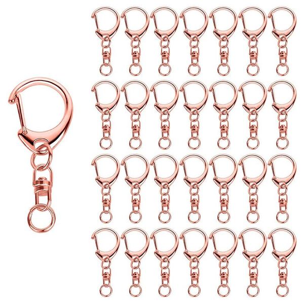 

hooks & rails 50 pcs rose gold keychain, spring snap key ring with chain and jump rings, diy parts for craft hanging buckle