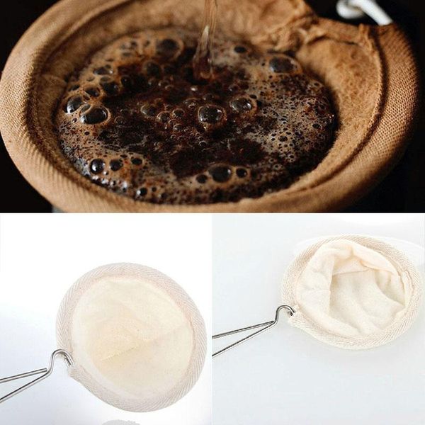 

coffee filters flannel cloth strainer mesh dropping pot reusable tools stainless steel handle tea filter convenient bag