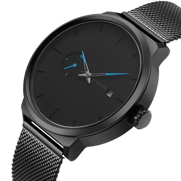 

wristwatches student sports watch concept creative men's waterproof quartz mesh band business casual calendar, Slivery;brown