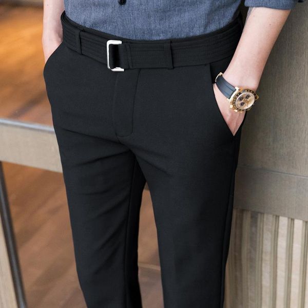 

men's suits & blazers 2021 men brand clothing summer slim fit business suit trousers/male loose and comfortable pants gray black work 2, White;black