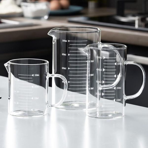 

wine glasses 350ml transparent glass mug with handle and graduated measuring cup milk jug tea drink home office drinkware